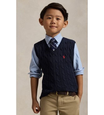 Polo Ralph Lauren Chaleco de algodón en punto de ochos marino (2años= 94/100cm)