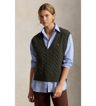 Polo Ralph Laurenvoor vrouwen. 211949994502 Groen gebreid vest van wol en kasjmier (S), Casual, Mouwloos / spaghettibandjes