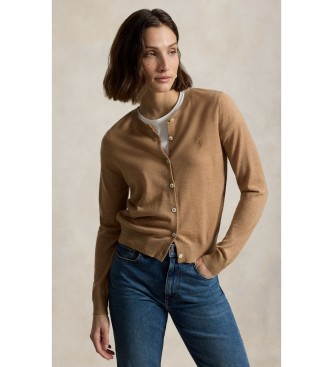Polo Ralph Laurenvoor vrouwen. 211A99832004 Beige wollen cardigan met ronde hals (XL), Bruin, Casual