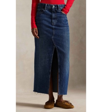 Polo Ralph Lauren para mujer. 211A95501001 Maxifalda de denim azul (26), Casual, Algodón