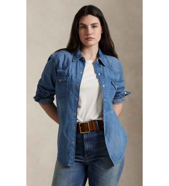 Para mujer. 211969402001 Camisa Western de denim (XS), Casual, Algodón, Manga larga