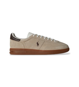 Polo Ralph Lauren para hombre. 809P09753005 Zapatillas Bedford de ante marrón (46), Beige, Plano, Cordones, Casual