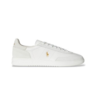 Polo Ralph Lauren para hombre. 809973701001 Zapatillas Bedford de ante y piel blanco (48), Negro, Plano, Cordones, Casual
