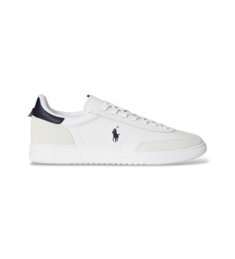 Polo Ralph Lauren para hombre. 809P01619001 Zapatillas Bedford de ante y piel blanco (39.5), Negro, Plano, Cordones, Casual