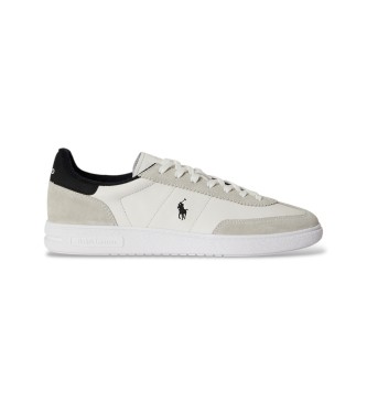 Polo Ralph Lauren para hombre. 809P07173001 Zapatillas Bedford de ante y piel blanco roto (44), Plano, Cordones, Casual