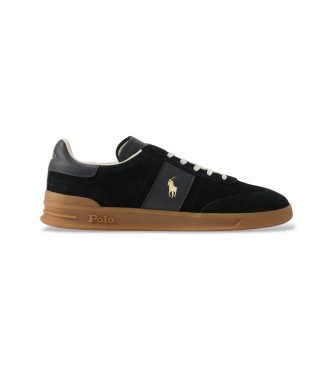 Polo Ralph Lauren Per Uomo. 809978010001 Sneakers Heritage Aera In Pelle Scamosciata Nera (44), Nero, Basso, Camoscio, Stringhe, Casual