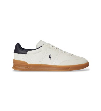 Polo Ralph Lauren para hombre. 809P06951001 Zapatillas Heritage Aera de ante blanco roto (43), Piel, Plano, Cordones, Casual