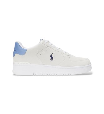 Polo Ralph Lauren para hombre. 809965086001 Zapatillas Masters Court de ante blanco (40), Piel, Plano, Cordones, Casual