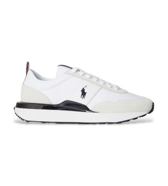 Polo Ralph Lauren Per Uomo. 809P01638001 Sneakers Train 89 In Camoscio E Oxford Bianco (46), Pelle, Basso, Stringhe, Casual