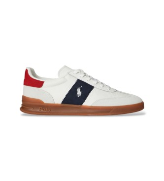 Polo Ralph Lauren para hombre. 809P01616001 Zapatillas Heritage Aera de ante blanco (39), Piel, Negro, Plano, Cordones, Casual