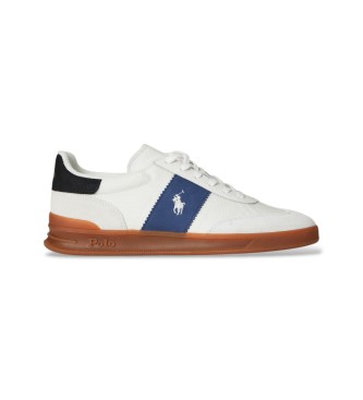 Polo Ralph Lauren para hombre. 809P01616002 Zapatillas Heritage Aera de ante blanco (40), Piel, Plano, Cordones, Casual