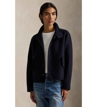 Polo Ralph Lauren för kvinnor. 211A96314001 Dubbelvikt ulljacka marinblå (S), Casual, Klassisk, Marino