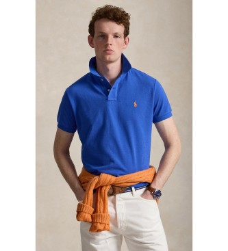 Polo Ralph Lauren para hombre. 710782592011 El icónico polo de piqué Custom Slim Fit azul (L), Casual, Algodón, Manga corta