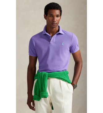 Polo Ralph Lauren para hombre. 710782592028 El icónico polo de piqué Custom Slim Fit lila (L), Casual, Algodón, Manga corta