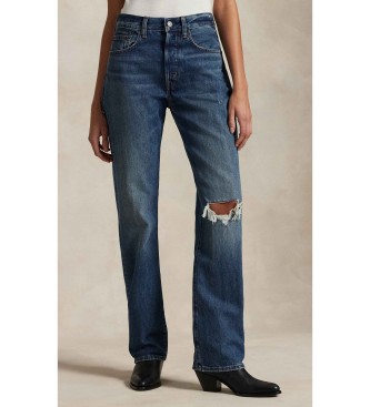Polo Ralph Lauren para mujer. 211969401001 Jeans de tiro alto Relaxed Straight Fit azul (28/32), Casual, Algodón, Denim