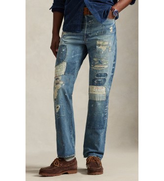 Polo Ralph Lauren para hombre. 710P02959001 Jeans desgastados Heritage Straight azul (30/32), Casual, Algodón, Denim