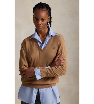 Para mujer. 211972105003 Jersey V beige (XXS), Casual, Algodón, Manga larga