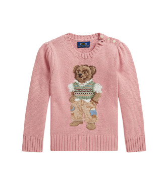 Polo Ralph Lauren Jersey con Polo Bear rosa (1 5/2años= 88/93cm)