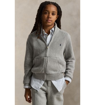 Polo Ralph Lauren Jersey de algodón con cremallera gris ( 6/7años= 136/138cm)