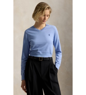 Para mujer. 211B17737001 Jersey de algodón con cuello de pico (XS), Casual, Manga larga