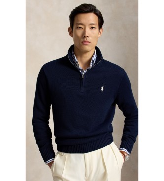 Polo Ralph Lauren para hombre. 710859939523 Jersey de algodón con cuello semicisne marino (L), Casual, Manga larga