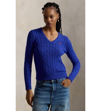 Polo Ralph Lauren para mujer. 211971870008 Jersey de algodón en punto de ochos azul (XS), Casual, Manga larga