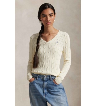 Polo Ralph Lauren para mujer. 211971870011 Jersey de algodón en punto de ochos (L), Beige, Casual