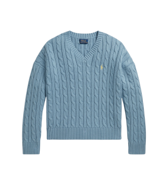Polo Ralph Lauren Jersey de algodón en punto de ochos azul ( 7años= 130/134cm)
