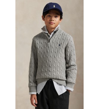 Polo Ralph Lauren Jersey de algodón en punto de ochos gris ( 6/7años= 136/138cm)