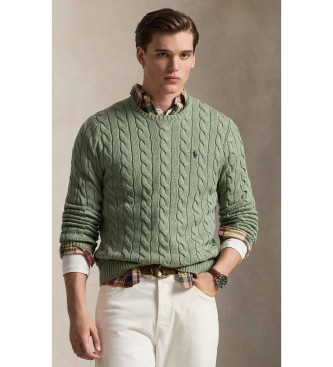 Polo Ralph Lauren para hombre. 710775885528 Jersey de algodón en punto de ochos verde (XXL), Casual, Clásico