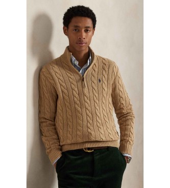 Polo Ralph Lauren para hombre. 710810841003 Jersey de algodón en punto de ochos marrón (L), Casual