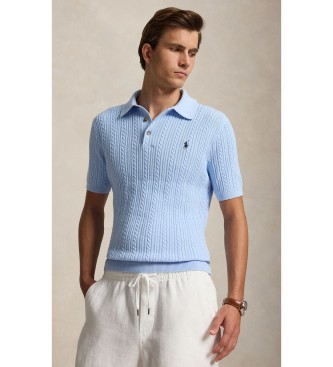 Polo Ralph Lauren för män. 710B13893005 Blå kabelstickad bomullströja (XXL), Casual, Kort ärm