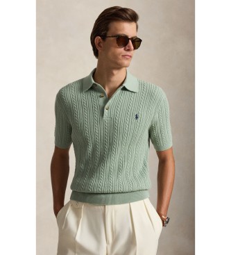 Polo Ralph Lauren för män. 710B13893006 Grön kabelstickad tröja i bomull (XXL), Casual, Kort ärm