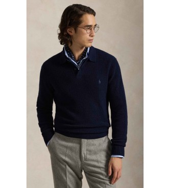Polo Ralph Lauren Homem Azul, Marinho Para 710979110001 Camisola De Algodão E Lã Com Gola Pólo Azul-Marinho (L), Casual, Clássico