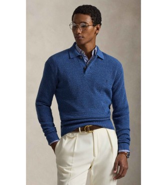 Polo Ralph Lauren para hombre. 710979110004 Jersey de algodón y lana con cuello polo marino (M), Azul, Casual, Clásico, Manga larga