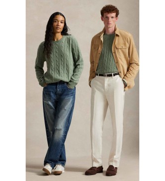 Polo Ralph Lauren Unisex. 710876728519 Jersey De Cachemira En Punto De Ochos Verde (M), Casual, CláSico-image