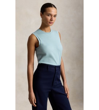Polo Ralph Laurenvoor vrouwen. 211972111506 Mouwloze blauwe trui met ronde hals (XS), Casual, Groen, Katoen, Mouwloos / spaghettibandjes