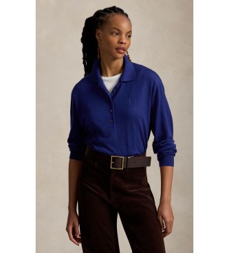 Polo Ralph Lauren Jersey de lana con cuello de polo azul