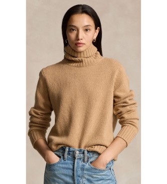 Polo Ralph Lauren para mujer. 211891667002 Jersey de lana con cuello vuelto beige (XXS), Casual, Manga larga