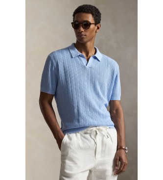 Polo Ralph Lauren Jersey de lino con cuello abierto azul