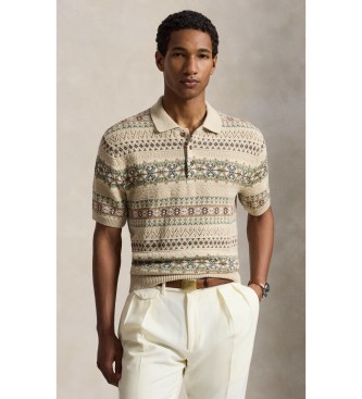 Polo Ralph Lauren för män. 710B17548001 Fair Isle-tröja i linne och bomull, beige (S), Casual, Lino, Lång ärm