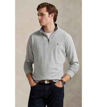 Polo Ralph Lauren para hombre. 710812963002 Jersey de lujoso punto con cremallera gris (XL), Casual, Deportivo, Algodón, Clásico