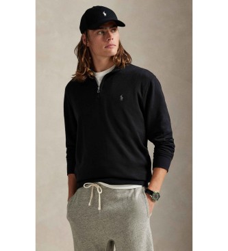 Polo Ralph Lauren Jersey de lujoso punto con cremallera negro