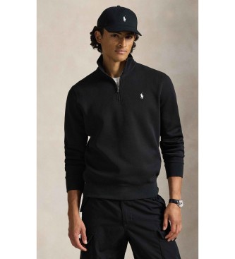 Polo Ralph Lauren para hombre. 710P06234001 Jersey de punto doble y cremallera corta negro (S), Casual, Algodón, Clásico