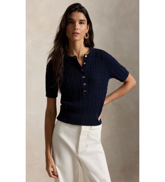 Para mujer. 211B17746002 Jersey Henley en punto de ochos (XS), Casual, Algodón, Manga corta