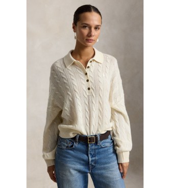 Polo Ralph Lauren para mujer. 211B17767007 Jersey Henley en punto de ochos beige (L), Casual, Lana, Manga larga