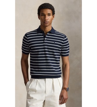 Polo Ralph Lauren för män. 710B17976001 Piké i ribbad bomull marinblå (L), Casual, Kort ärm, Marino
