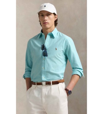 Polo Ralph Lauren para hombre. 710805562010 La icónica camisa oxford azul (L), Casual, Algodón, Clásico, Manga larga, Turquesa