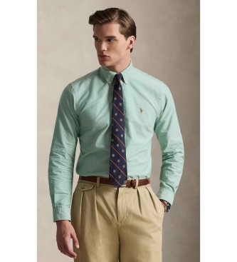Polo Ralph Lauren para hombre. 710805562016 La icónica camisa oxford verde (M), Casual, Algodón, Clásico, Manga larga