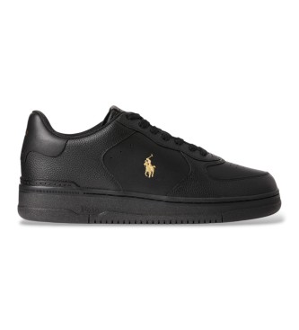 Polo Ralph Laurenvoor mannen. 809952270001 Masters zwarte leren sneakers (42), Leer, Plat, Veters, Casual